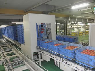 段バラシ機　回転　傾倒式　ダンパー マテハン設備
